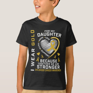 Camiseta Eu Uso Dourado Para a Infância com Câncer da Minha