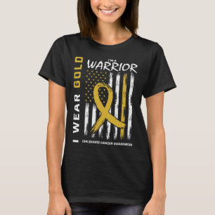 Camiseta Eu Uso Guerreiro Dourado Conscientização sobre Cân