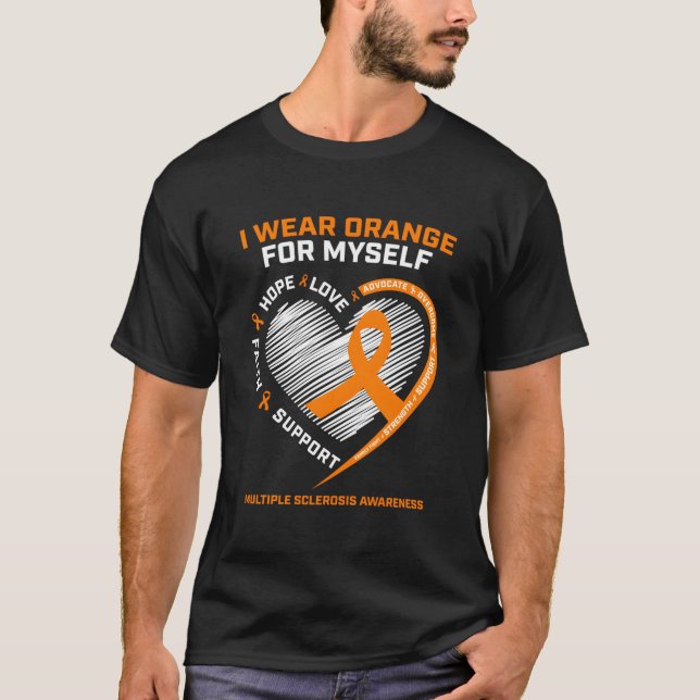 Camiseta Eu Uso Laranja Eu Mesmo Conscientização da Esclero (Frente)