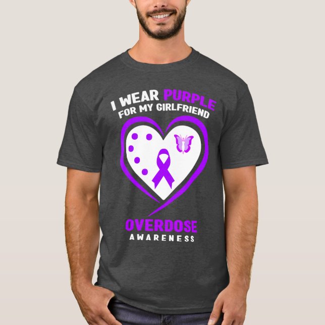 Camiseta Eu Uso Roxo Para a Conscientização do Overdose da  (Frente)