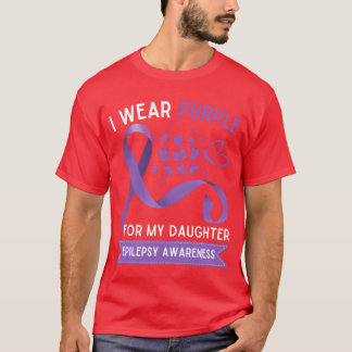 Camiseta Eu Uso Roxo Para a Epilepsia da Minha Filha garota