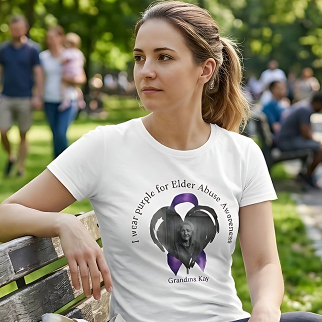 Camiseta Eu Uso Roxo para Foto de Abuso de Idosos (Criador carregado)