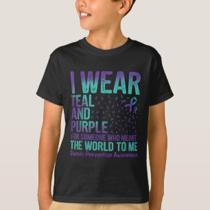 Camiseta Eu Uso Verde-azulado & Roxo Para Prevenção do