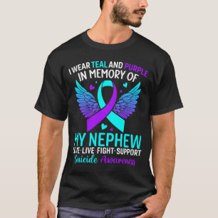 Camiseta Eu Uso Verde Azulado E Roxo Para a Prevenção Pelo
