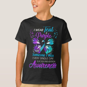 Camiseta Eu Uso Verde-azulado & Roxo Conscientização Preven