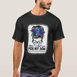 Camiseta Eu Uso Verde Azulado Roxo Para a Conscientização d