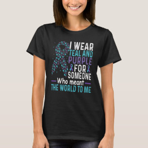 Camiseta Eu Uso Verde-azulado & Roxo Por Alguém Prevenção