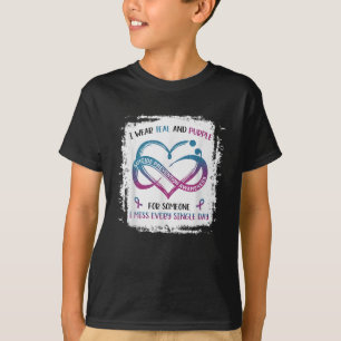 Camiseta Eu Uso Verde Azulado Roxo Por Alguém Que Eu Sinto