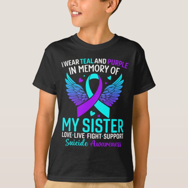 Camiseta Eu Uso Verde e Roxo Para a Prevenção da Irmã (Frente)