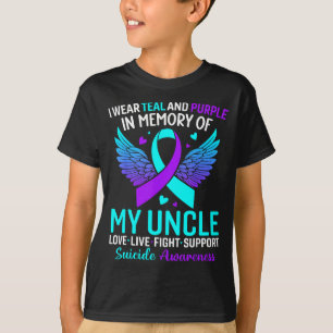 Camiseta Eu Uso Verde e Roxo Para a Prevenção Pelo Meu Tio
