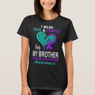 Camiseta Eu Uso Verde Teal Roxo Em Memória Do Meu Irmão Sui