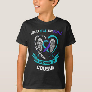 Camiseta Eu Uso Verde Turquesa E Roxo Para a Consciencializ