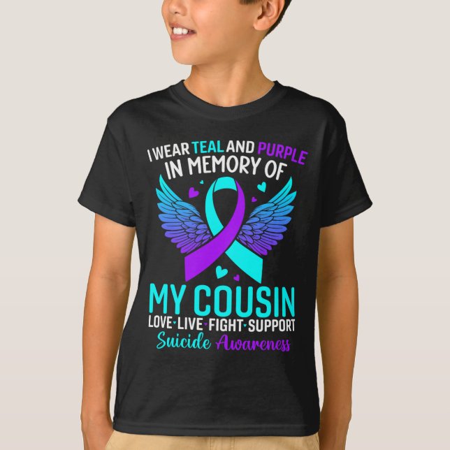 Camiseta Eu Uso Verde Turquesa E Roxo Para a Prevenção do S (Frente)