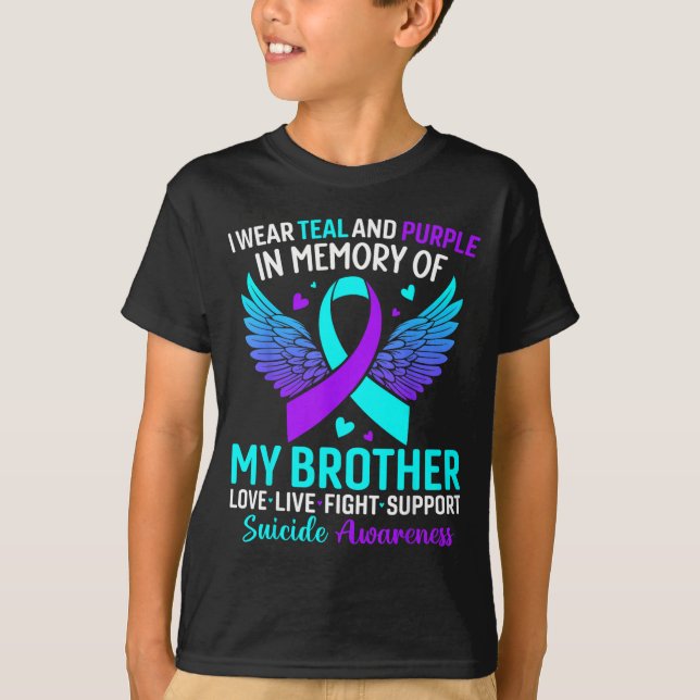 Camiseta Eu Uso Verde Turquesa E Roxo Para a Prevenção Pelo (Frente)