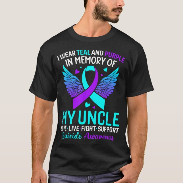 Camiseta Eu Uso Verde Turquesa E Roxo Para a Prevenção Pelo (Frente)