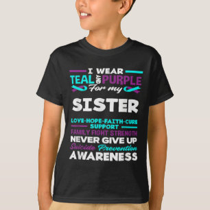 Camiseta Eu Uso Verde Turquesa E Roxo Pela Conscientização