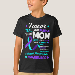 Camiseta Eu Uso Verde Turquesa & Roxo Para a Prevenção do S