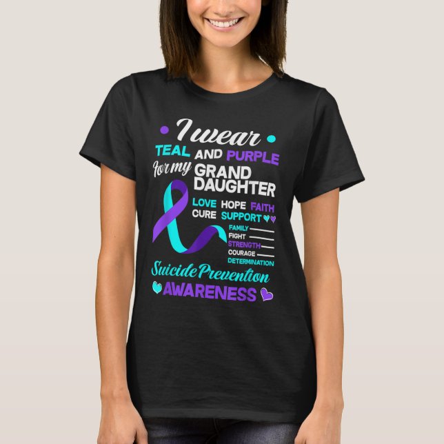 Camiseta Eu Uso Verde Turquesa & Violeta Pela Prevenção do  (Frente)
