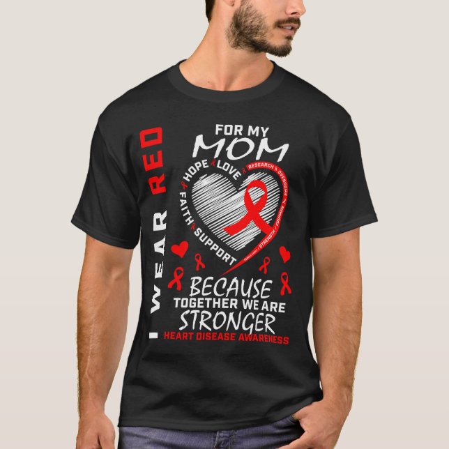 Camiseta Eu Uso Vermelho Para a Conscientização da Doença C (Frente)