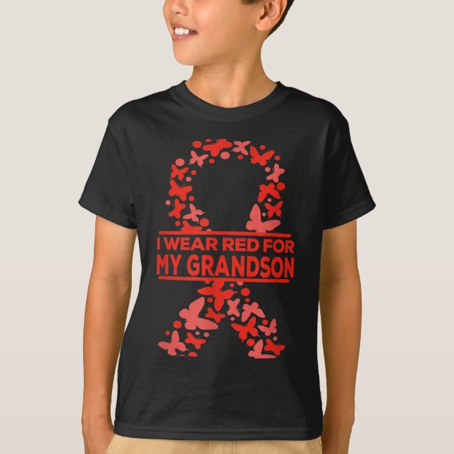 Camiseta Eu Uso Vermelho Para a Conscientização da Doença C (Frente)