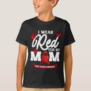 Camiseta Eu Uso Vermelho Pela Minha Mãe Conscientização sob