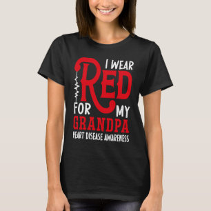 Camiseta Eu Uso Vermelho Pelo Meu Avô Doença Cardíaca Ameri