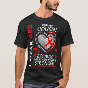 Camiseta Eu Uso Vermelho Pelo Meu Primo Conscientização da