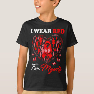 Camiseta Eu Uso Vermelho Por Mim Consciencialização da Doen