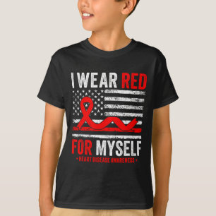 Camiseta Eu Uso Vermelho Por Mim Consciencialização da Doen