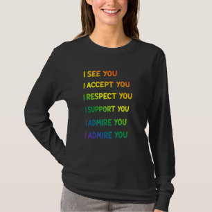Camiseta Eu Vejo Aceito Respeito Apoio Admiro Amo Você Lgbt