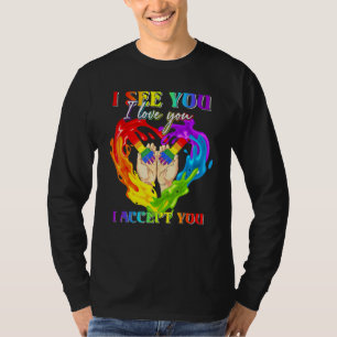 Camiseta Eu Vejo Eu Amo Você Eu Aceito Você Aliado LGBTQ Or