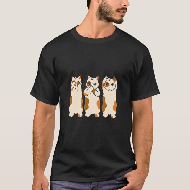 Camiseta Eu Vejo Nada Eu Ouço Nada Eu Digo Nada Gatos (Frente)