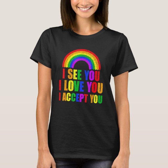 Camiseta Eu Vejo Que Te Amo Eu Te Aceito - Lgbtq Ally Gay (Frente)