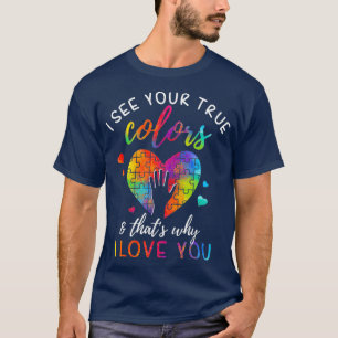 Camiseta Eu Vejo Seu Verdadeiro Mês do Autismo Quebra-cabeç