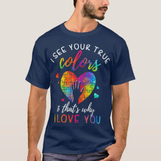 Camiseta Eu Vejo Seu Verdadeiro Mês do Autismo Quebra-cabeç