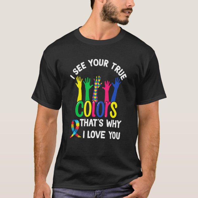 Camiseta Eu Vejo Sua Verdadeira Cor Hands Puzzle Conscienti (Frente)