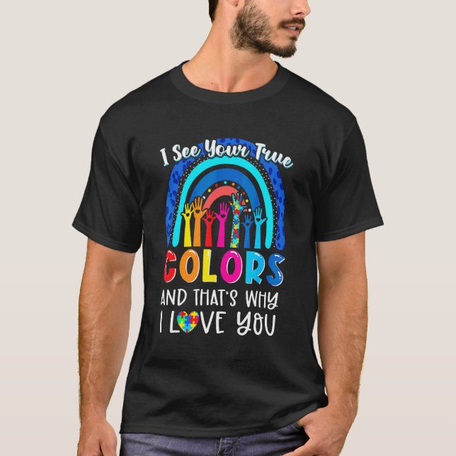 Camiseta Eu Vejo Suas Cores Verdadeiras Mãos Conscientizaçã (Frente)