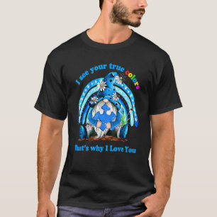 Camiseta Eu Vejo Suas Verdadeiras Cores Azul Arco-Íris Gnom