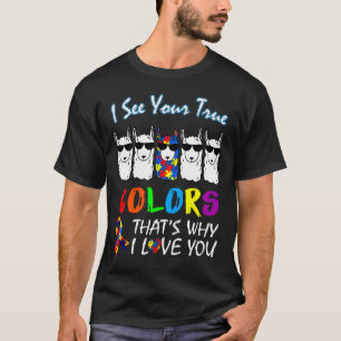 Camiseta Eu Vejo Suas Verdadeiras Cores Llama Autismo Consc