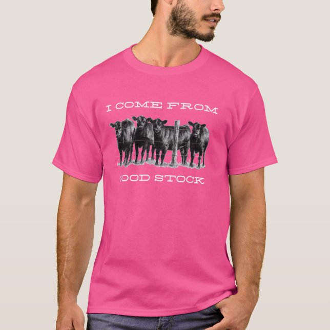 Camiseta Eu Venho De Boas Ações Vacas Engraçadas Vaca Farma (Frente)