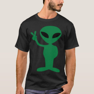 Camiseta Eu venho em Peace Green Alienígena Peace Sign