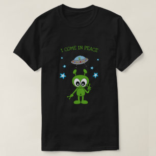 Camiseta Eu venho nos homens estrangeiros da nave espacial