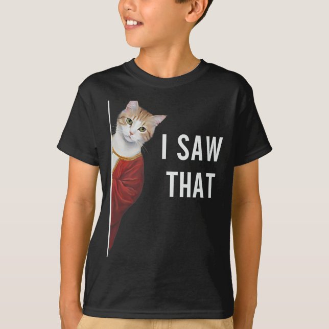 Camiseta Eu Vi Aquele Gatinho Engraçado Gato De Natal Jesus (Frente)