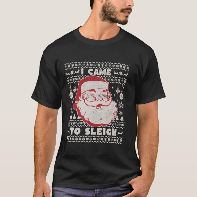 Camiseta Eu Vim Dormir Engraçado Natal Feio E Feio Repetist (Frente)
