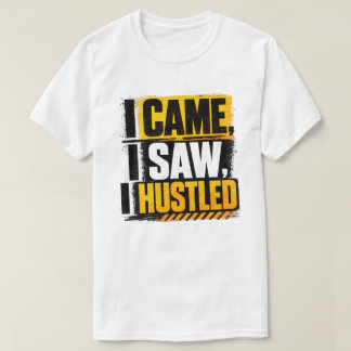 Camiseta Eu Vim Eu Vi Eu Trabalhei Citação Grunge Amarelo