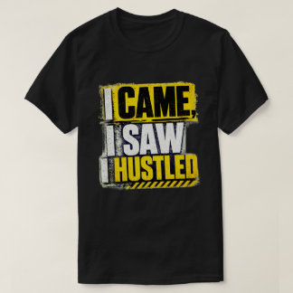 Camiseta Eu Vim Eu Vi Eu Trabalhei Citação Grunge Amarelo