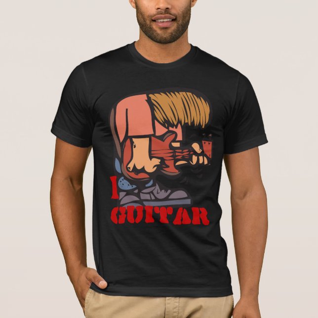 Camiseta Eu violão - Guitarrista divertido enlouquecendo (Frente)