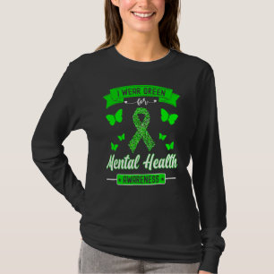 Camiseta Eu Visto a borboleta verde Borboleta Mental Health