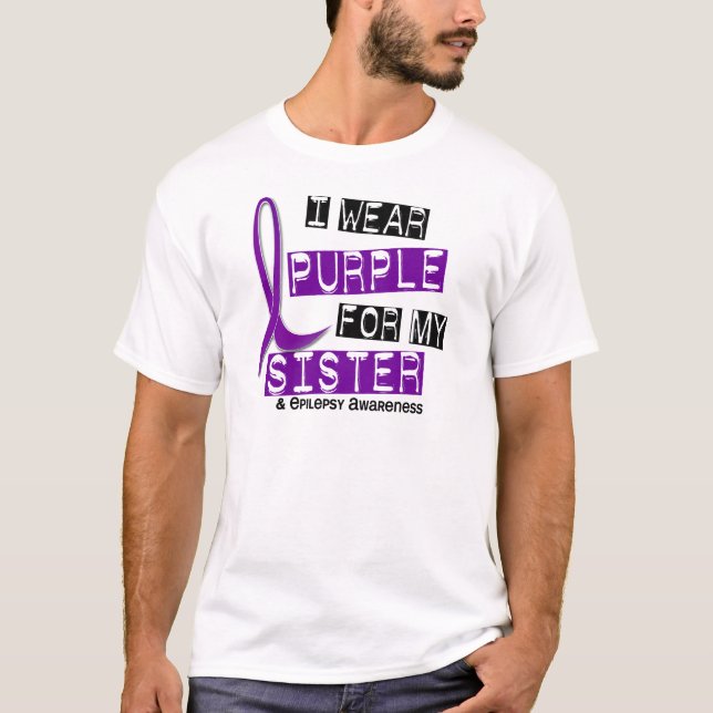 Camiseta Eu visto a epilepsia roxa da irmã (Frente)