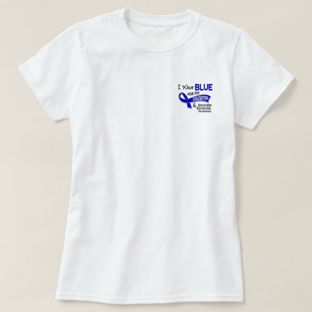 Camiseta Eu visto a filha azul 42 Spondylitis Ankylosing (Frente do Design)
